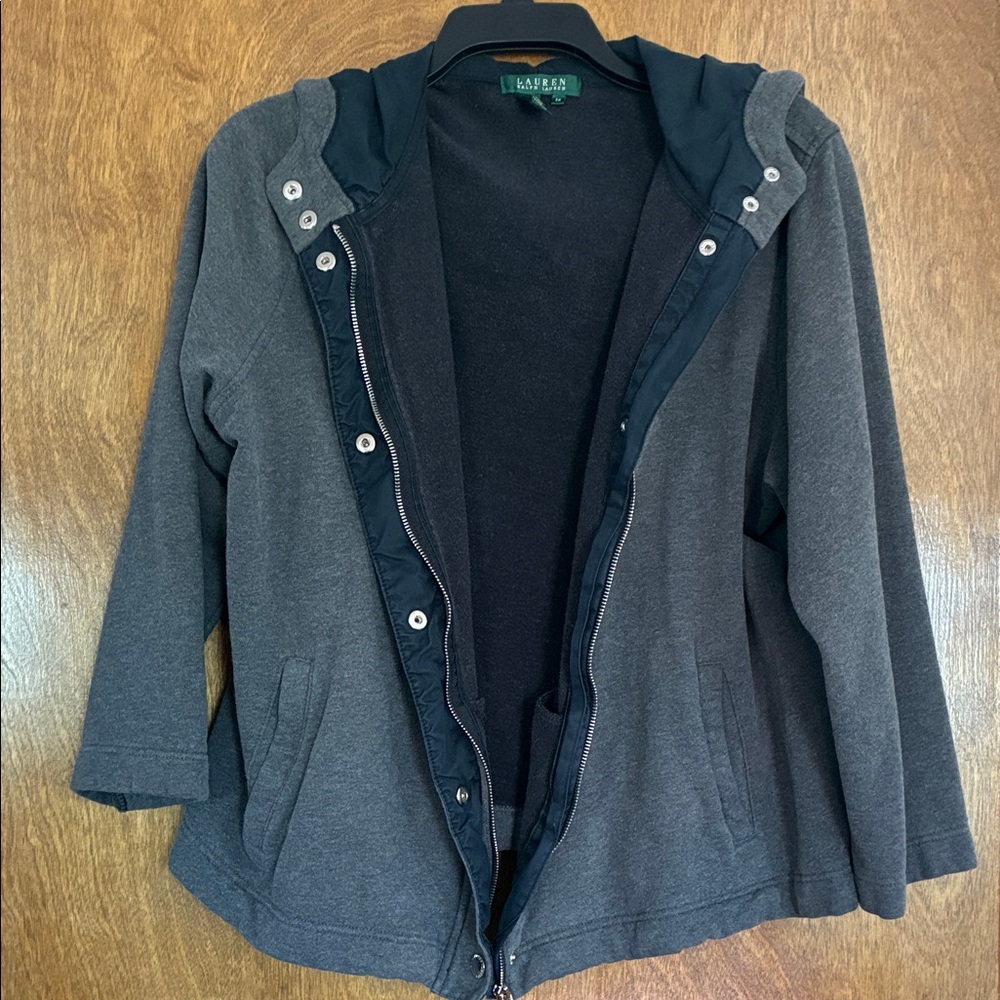 Lauren Ralph Lauren Charcoal and Black Hooded Utility Jacket